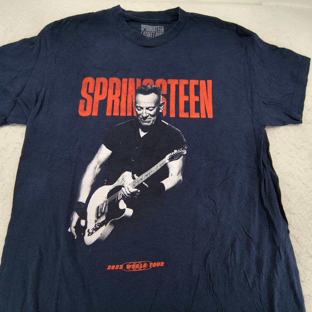 Springsteen E Street Band Crew Neck Short Sleeve Shirt Mens Size Large L Blue
